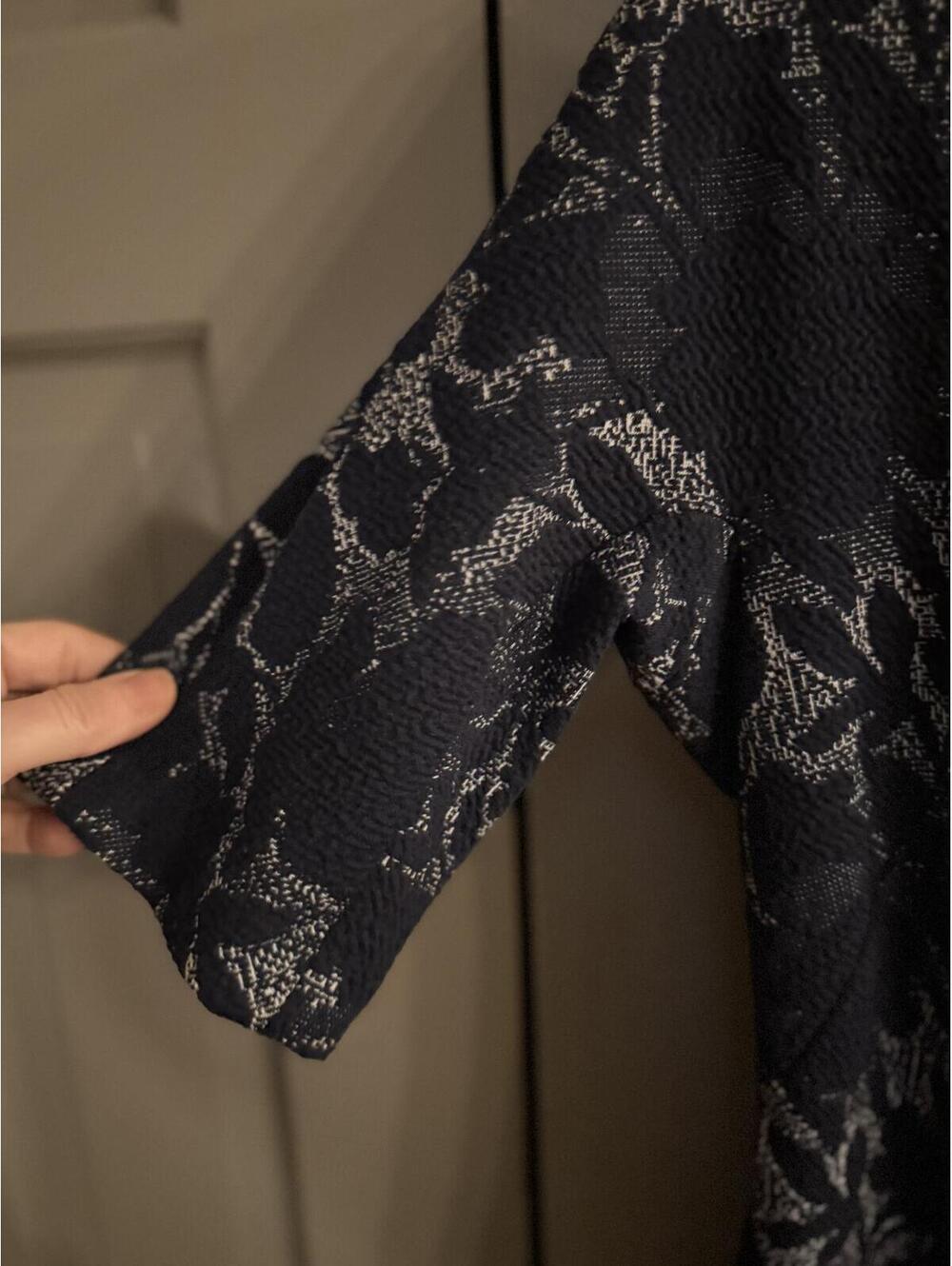 Maggy London Knee Length Navy Jacquard Dress Size 6 - Picture 3 of 5